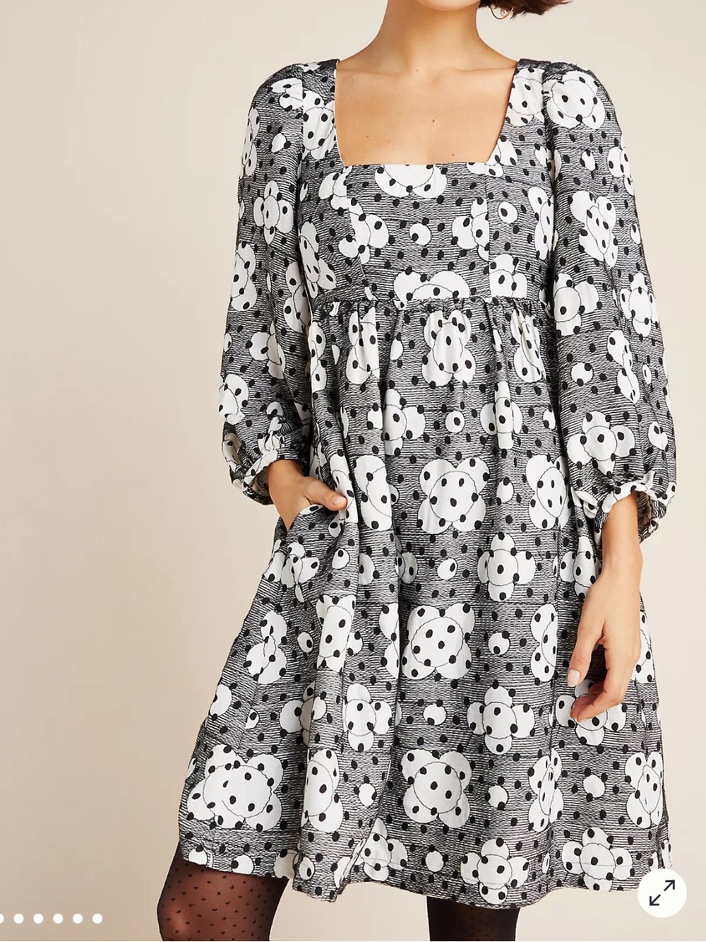 Anthropologie Jane Textured Babydoll Dress Embroidered Polka Dot Size 0